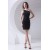 Sheath/Column Short/Mini One-Shoulder Black Bridesmaid Dresses 02010547