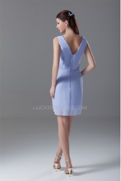 V-Neck Sheath/Column Sleeveless Knee-Length Short Bridesmaid Dresses 02010549