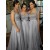 A-Line Cap-Sleeves Lace Chiffon Long Bridesmaid Dresses 3010014