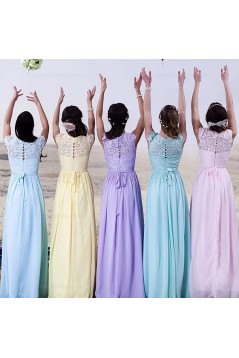 Cap-Sleeves Lace Long Bridesmaid Dresses 3010020