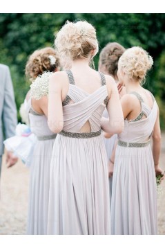 Floor-Length Beaded Long Chiffon Wedding Party Dresses Bridesmaid Dresses 3010033