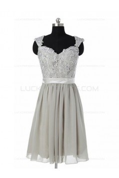 A-Line Short Chiffon Lace Wedding Party Dresses Bridesmaid Dresses 3010055