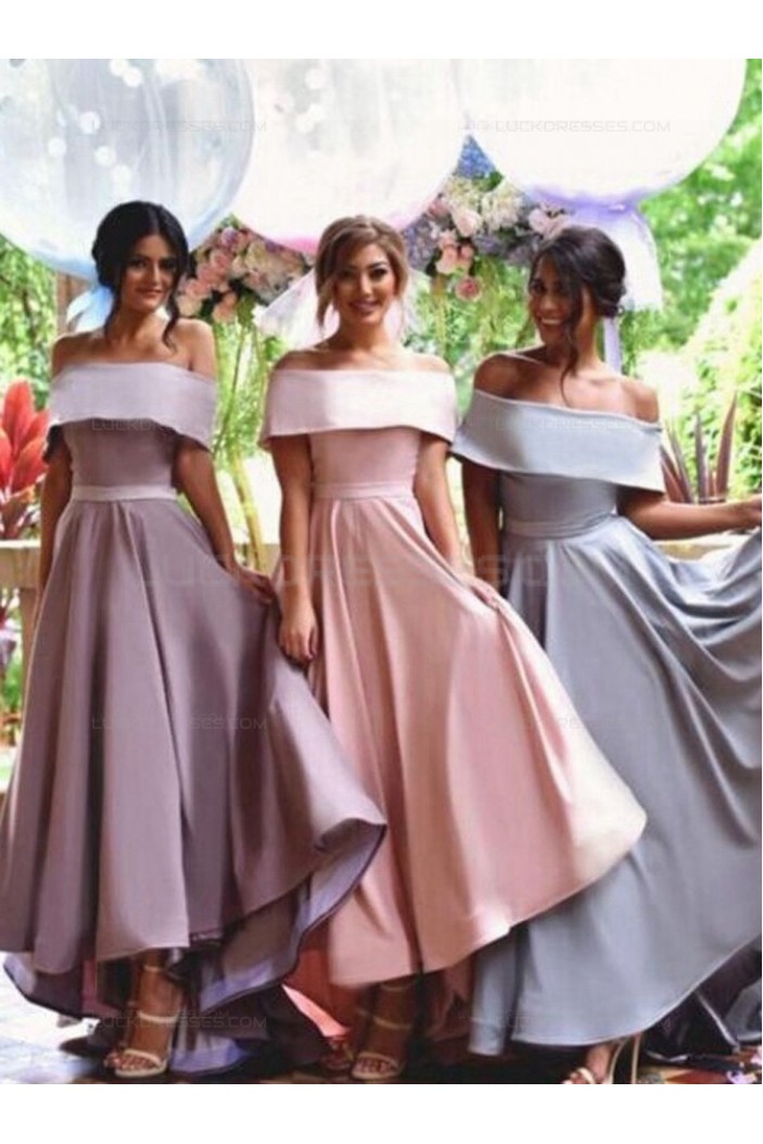 A-Line Off-the-Shoulder High Low Wedding Party Dresses Bridesmaid Dresses 3010058