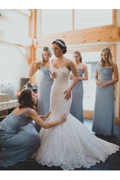 Sheath One-Shoulder Long Chiffon Wedding Party Dresses Bridesmaid Dresses 3010059