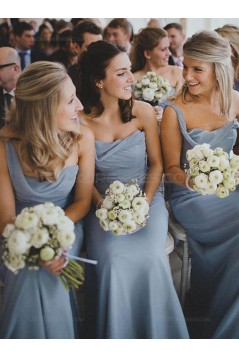 Sheath One-Shoulder Long Chiffon Wedding Party Dresses Bridesmaid Dresses 3010059