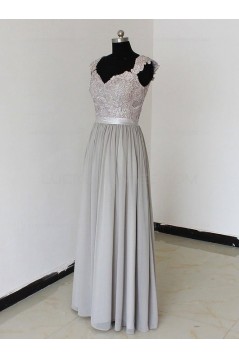 Floor-Length Cap-Sleeves Chiffon Lace Backless Wedding Party Dresses Bridesmaid Dresses 3010090