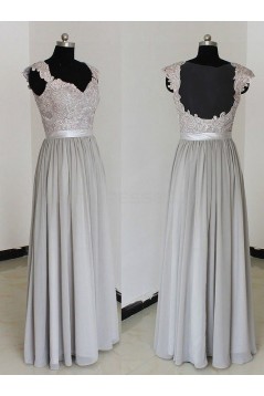 Floor-Length Cap-Sleeves Chiffon Lace Backless Wedding Party Dresses Bridesmaid Dresses 3010090