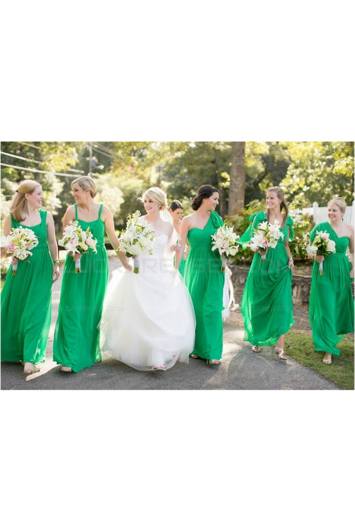 Long Green Chiffon Wedding Guest Dresses Bridesmaid Dresses 3010135