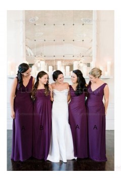 Purple Floor-Length Chiffon Wedding Guest Dresses Bridesmaid Dresses 3010144