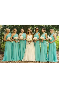 Mint Green One-Shoulder Long Chiffon Wedding Guest Dresses Bridesmaid Dresses 3010162