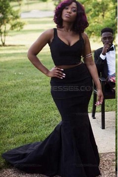 Two Pieces Black Mermaid Plus Size Wedding Guest Dresses Bridesmaid Dresses 3010195