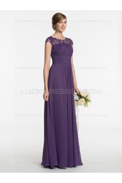 Long Purple Lace Chiffon Wedding Guest Dresses Bridesmaid Dresses 3010197