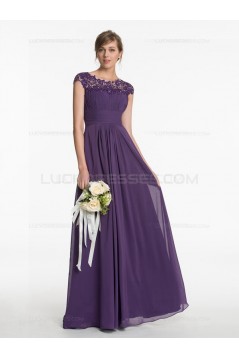 Long Purple Lace Chiffon Wedding Guest Dresses Bridesmaid Dresses 3010197