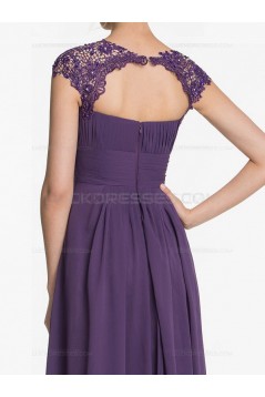 Long Purple Lace Chiffon Wedding Guest Dresses Bridesmaid Dresses 3010197