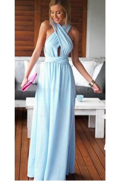 Long Blue Chiffon Wedding Guest Dresses Bridesmaid Dresses 3010200