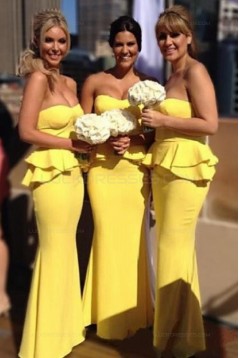 Mermaid Long Yellow Wedding Guest Dresses Bridesmaid Dresses 3010201