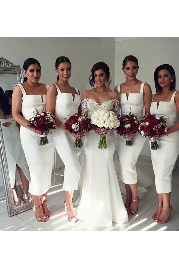 Tea Length Straps Sleeveless Wedding Guest Dresses Bridesmaid Dresses 3010205