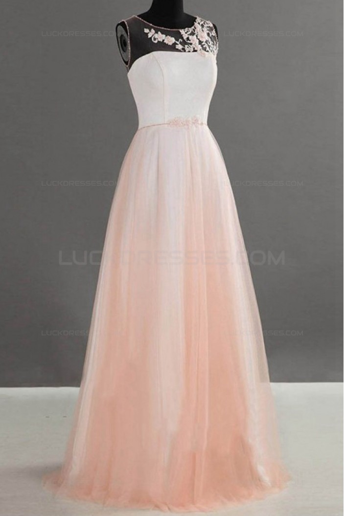 A-Line Illusion Neckline Long Wedding Guest Dresses Bridesmaid Dresses 3010236