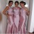 Mermaid One-Shoulder Lace Taffeta Long Pink Wedding Guest Dresses Bridesmaid Dresses 3010243