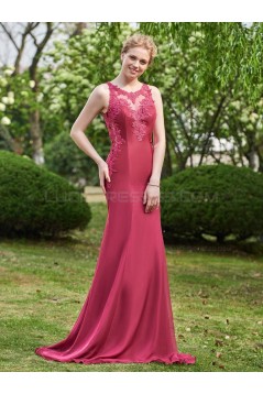 A-Line Lace Chiffon Long Wedding Guest Dresses Bridesmaid Dresses 3010248