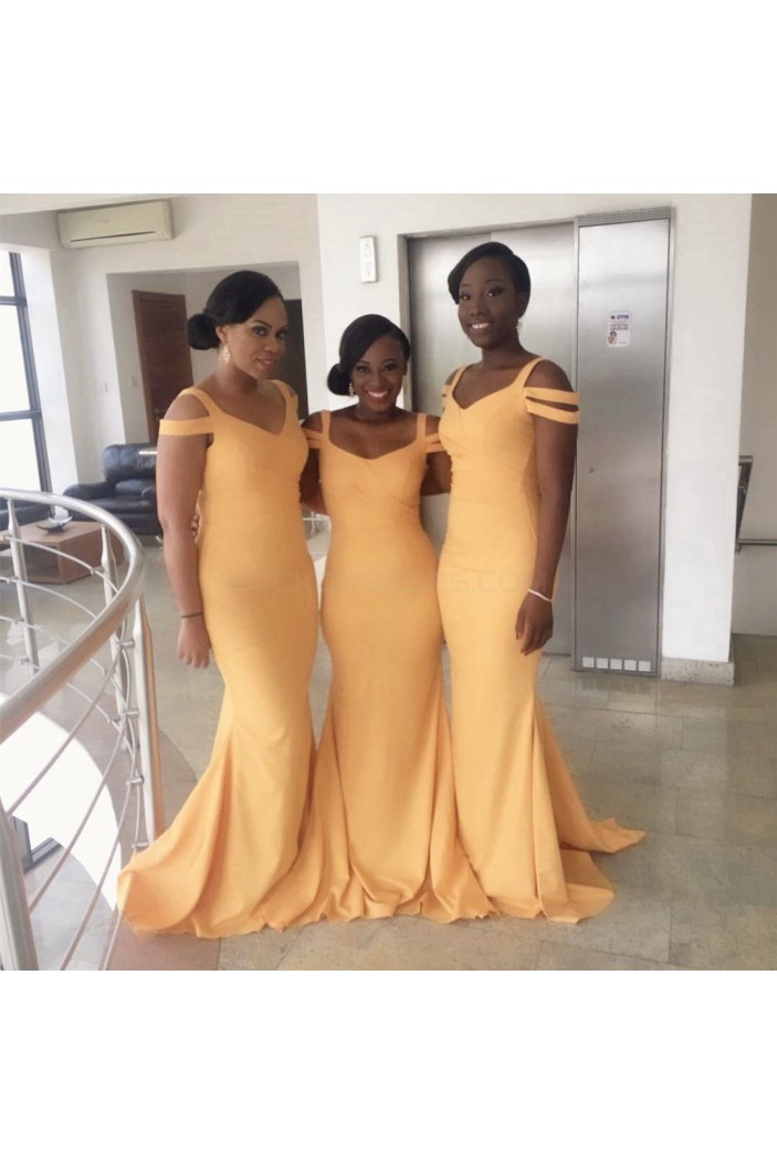 Long Yellow Mermaid Wedding Guest Dresses Bridesmaid Dresses 3010262