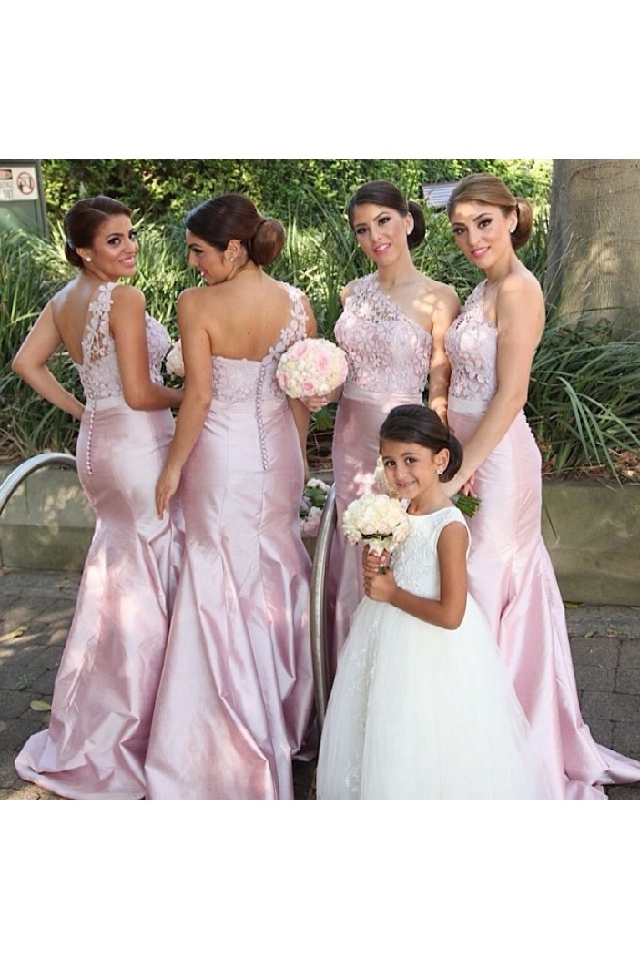 Mermaid One-Shoulder Lace Long Wedding Guest Dresses Bridesmaid Dresses 3010265