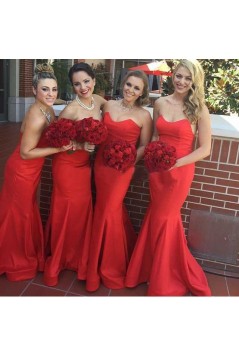 Trumpet/Mermaid Long Red Bridesmaid Dresses 3010270