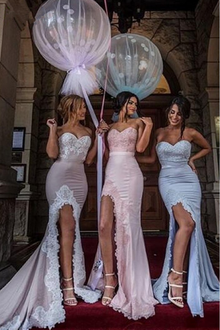 Mermaid Sweetheart Lace Long Bridesmaid Dresses 3010271