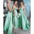 A-Line Floor Length V-Neck Long Bridesmaid Dresses with Slit 3010279