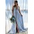 A-Line Floor Length V-Neck Long Bridesmaid Dresses with Slit 3010282