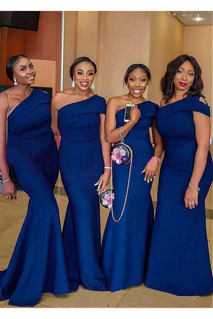 Mermaid One-Shoulder Long Bridesmaid Dresses with Slit 3010293