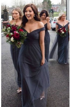 A-Line Off-the-Shoulder Long Bridesmaid Dresses 3010300