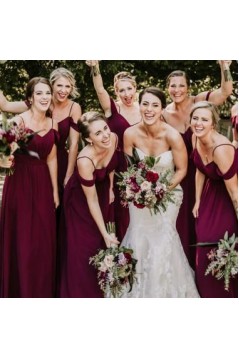 A-Line Simple Spaghetti Straps Long Bridesmaid Dresses 3010312