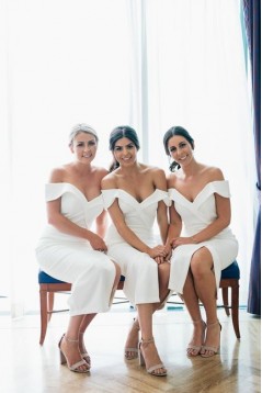 Sheath Off-the-Shoulder Bridesmaid Dresses 3010321