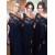 Sheath Off-the-Shoulder Navy Blue Long Bridesmaid Dresses 3010330