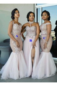 Long Lace and Tulle Bridesmaid Dresses 3010349