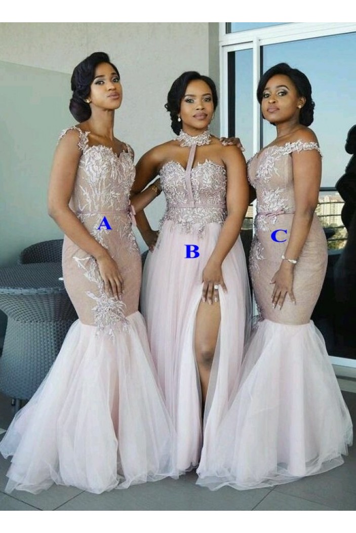 Long Lace and Tulle Bridesmaid Dresses 3010349