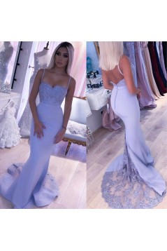 Mermaid Spaghetti Straps Long Lace Bridesmaid Dresses 3010373