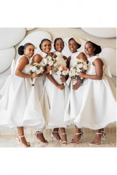 A-Line White Lace Bridesmaid Dresses 3010386