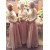 A-Line Beaded Long Pink Lace Floor Length Bridesmaid Dresses 3010412