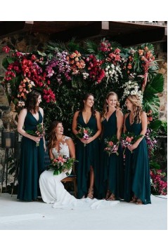 A-Line V-Neck Floor Length Bridesmaid Dresses 3010448