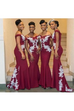 Mermaid Off-the-Shoulder Lace Floor Length Bridesmaid Dresses 3010477