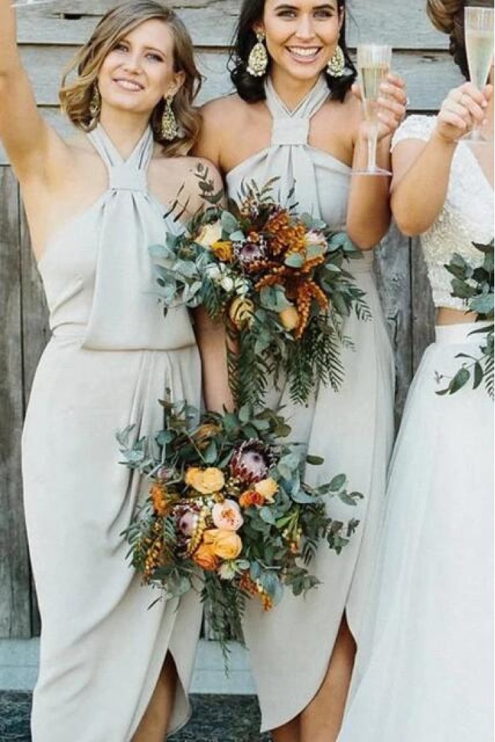 Sheath Halter Bridesmaid Dresses 3010497