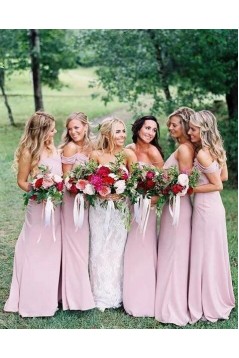 Sheath Spaghetti Straps Floor Length Bridesmaid Dresses 3010498