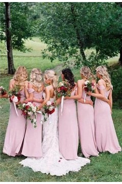 Sheath Spaghetti Straps Floor Length Bridesmaid Dresses 3010498