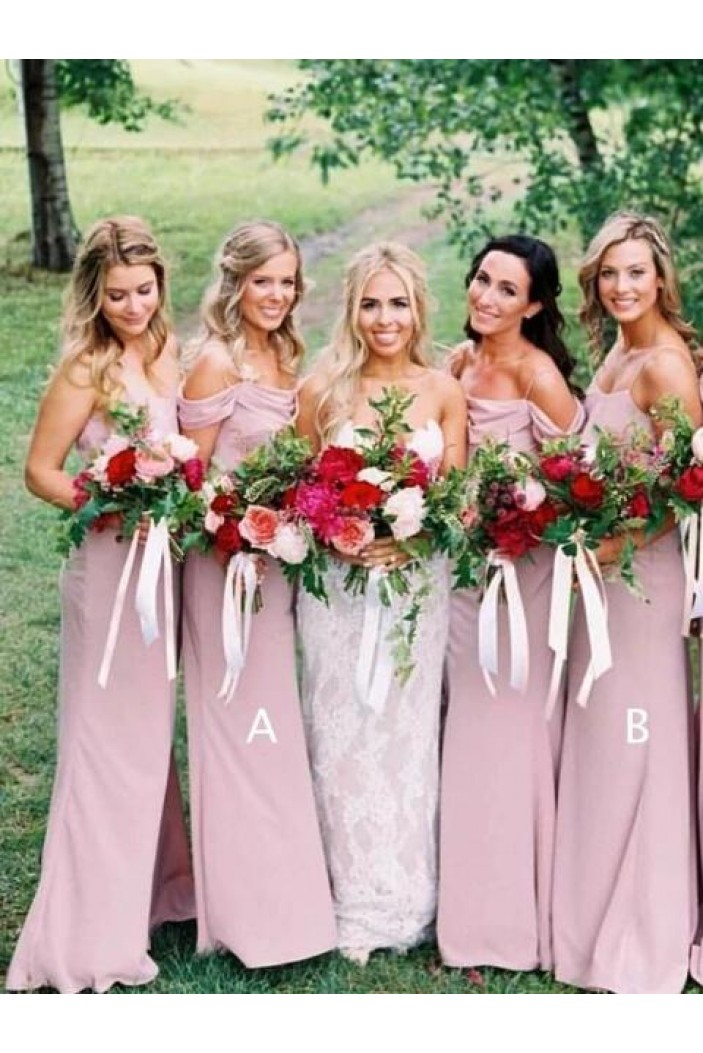 Sheath Spaghetti Straps Floor Length Bridesmaid Dresses 3010498