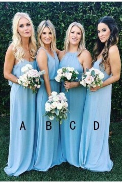 Sheath Long Chiffon Floor Length Bridesmaid Dresses 3010499