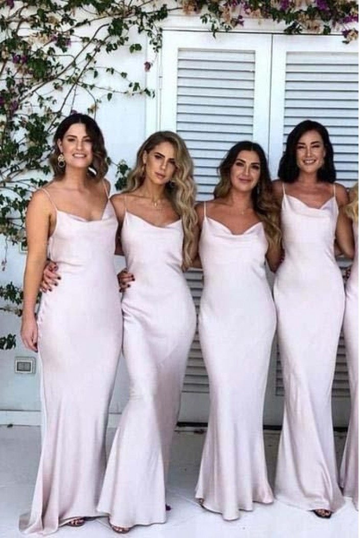 Sheath Spaghetti Straps Floor Length Bridesmaid Dresses 3010505