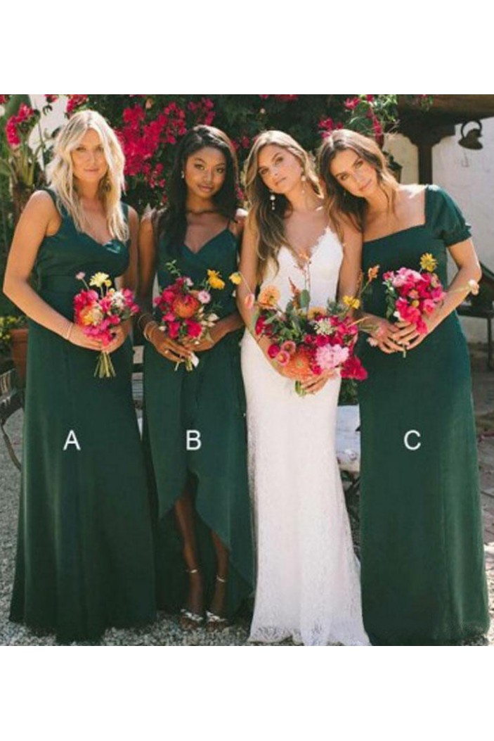 Long Green Floor Length Bridesmaid Dresses 3010512