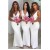 Mermaid Long White V-Neck Floor Length Bridesmaid Dresses 3010525